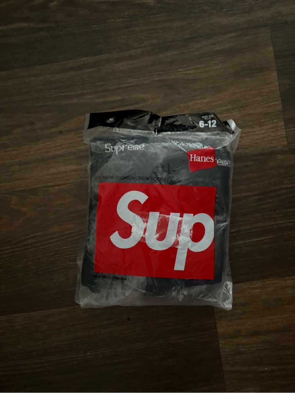 Supreme Black Crew Socks with Red Logo Pack